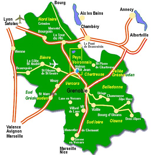 carte Isère, Voironnais, Gîte La Source